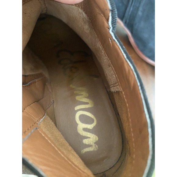 Sam Edelman‎ Petty Black Suede Rounded Toe Stacked Block Heel Ankle Booties Sz 8 - Picture 5 of 5